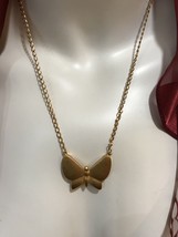 Gold-tone Signed Ann Klein Butterfly Necklace 19&quot; - £19.65 GBP