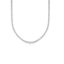 7ct Graduated Real Moissanite Tennis Necklace 14K White Gold Plated 16 Inch - £338.19 GBP
