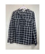 Notations Womens Black White Checkered Blouse 3/4 Tab Sleeves Shirt Size... - $19.95