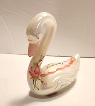 Fenton Swan Art Glass  Hand Painted Iridescent Figurine 20th Anniversary Vintage - £27.93 GBP