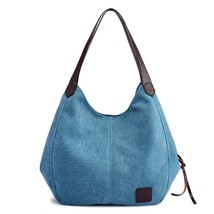 Three-Layer Pocket Canvas bags For Women Tote Reusable Shopping Bag Women Should - £32.76 GBP