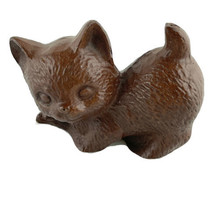 Playful Kitten Cat Figurine Brown Resin Small Decor - £11.39 GBP