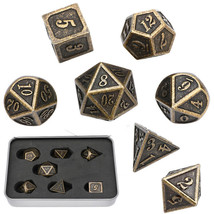 7Pcs/Set Antique Metal Polyhedral Dice Dnd Rpg Mtg Role Playing Game Wit... - £18.73 GBP