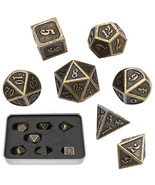 7Pcs/Set Antique Metal Polyhedral Dice Dnd Rpg Mtg Role Playing Game Wit... - £18.95 GBP