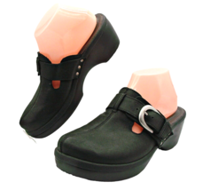 Crocs Womens Cobbler Buckle 15513 Black Leather Slip on Mules Shoes Size 9 - £21.16 GBP