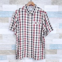 Columbia Short Sleeve Hiking Shirt Black Red Plaid Omni-Shade Mens Large - $34.64