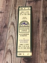 Colorado Rockies vs Pittsburgh Pirates June 2nd 1995 ticket stub Basebal... - $3.99