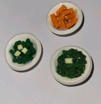 Dollhouse Cooked Vegetable Peas Carrots Spinach Sides Greens - £6.61 GBP