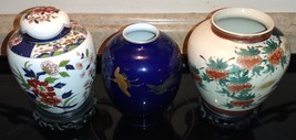 5pc Toyo Japan Lidded Ginger Jar/Vase Set Vintage Porcelain w/ Stands VTG 1970&#39;s - £31.85 GBP