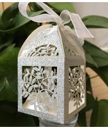 100pcsGlitter Paper Wedding Favor Boxes,5*5*8.5cm Laser Cut Gift Packagi... - £37.74 GBP