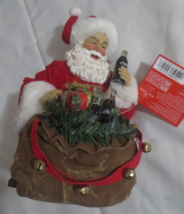 Coca-Cola Kurt Adler Fabriche Santa Figure and Bag of Cokes &  Gift 8.5 X8  inch - $66.83