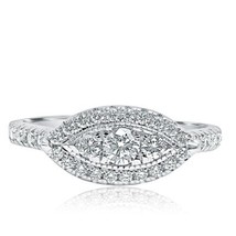 0.61 Karat Marquise Halo Form Rund Schliff Diamantring 14k Weiss Gold - $1,009.02