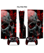 Fits PS5 PRO Disc Console &amp; 2 Controller Horror Skull Vinyl Wrap Skin Decal - €14,73 EUR