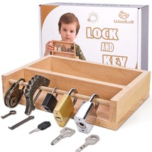 Montessori Lock And Key Toy Set For Kids, Educational Lock Set Keys, Wooden Lear - £28.30 GBP