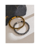 Luxurious Leather Bracelet with Black and Gold Accents - Unisex Elegant ... - $28.95