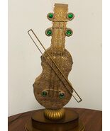Vintage Toleware Gold Brass Violin Table Lamp 22.5” High - $2,768.12 MXN