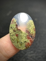 Scenic Moss Agate Oval Cabochon 24.3x17x5mm - $42.99