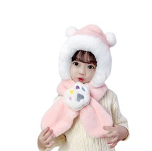 Kids Winter Hat Neck Warmer Plush Lined Cap Cartoon Thick Warm Cap For Outdoor - £19.89 GBP
