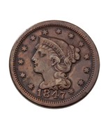 1847/47 Large/Small 57 1C Large Cent in Very Fine VF Condition, Nice Ove... - £134.52 GBP