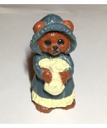 Wooden Bear Pilgrim Outfit Knickknack 2.5” Tall - £2.23 GBP