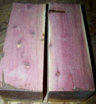 TWO LARGE EASTERN RED CEDAR TURNING BLOCKS LUMBER LATHE 4 X 4 X 12&quot; - $42.52