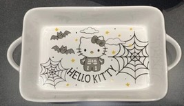Skeleton Hello Kitty Halloween Ceramic Lasagna Rectangle Baking Dish Spiderwebs - £51.95 GBP