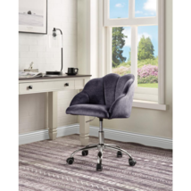 ACME Rowse Office Chair, Dark Gray Velvet &amp; Chrome Finish - $266.99