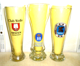 3 Spaten Hofbrau Lowenbrau Munich Weizen German Beer Glasses - £20.00 GBP