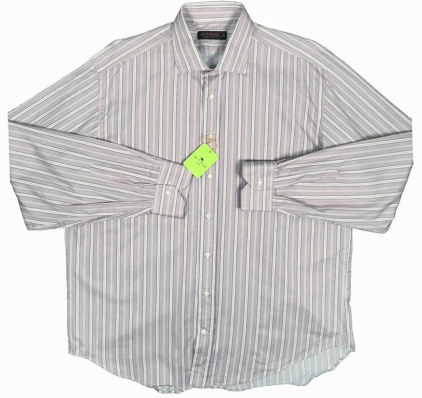 Primary image for NEW $375 Etro Shirt! e 45 US 18 (3XL)  Purple Lavender Tan & White Stripe ITALY