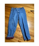 90s LL Bean Elastic Waist ankleJeans Flannel Lined  Relaxed Fit 16 Regular - $30.42 CAD
