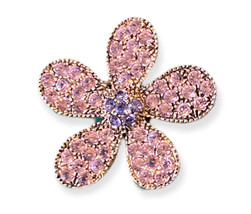 Pink Rhinestone 5 Pedal Flower Purple Rhinestone Center Pin Apprx 1.25” - £9.41 GBP