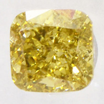 Cushion Cut Diamond 0.39 Carat Fancy Brownish Yellow SI1 Loose Enhanced IGI Cert - £351.92 GBP