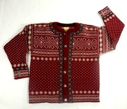 Dale of Norway Red Fair Isle Cardigan &quot;Dale Classic&quot; Sweater Jacket Mens... - £66.18 GBP