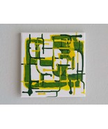 Hand-Painted Sunflower Abstract Art, Italian Acrylic Drip Painting on Sm... - $1,310.40 MXN
