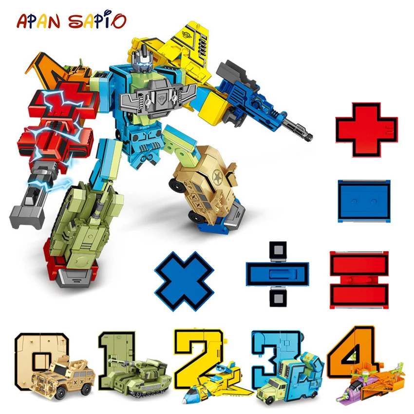10PCS Transformation Number Robot Toy Building Blocks Deformation Pocket - £21.14 GBP+