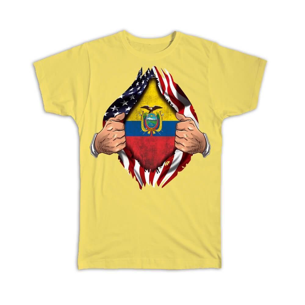 Ecuador : Gift T-Shirt Flag USA American Chest Ecuadorian Expat Country Item image 10