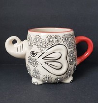 Royal Bohemian Elephant 14 oz. Porcelain Coffee Mug Cup Beige Black White - £14.16 GBP