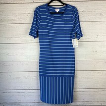 Lularoe Medium Julia Dress NWT Blue Turquoise Teal Stripes - £11.17 GBP
