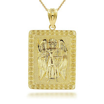 10K Soliid Gold Saint St. Michael Archangel 3D Pendant Necklace  - £298.84 GBP+