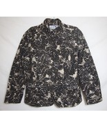 CHICO&#39;S Embroidered Jacket Brown Floral Coat Fitted Zip Front Chicos SZ ... - $704.01 MXN