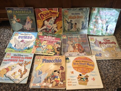 Primary image for Vintage Walt Disney See Hear Read Books Lot Of 11 (Books Only) (No Records)