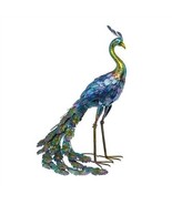 Outdoor Garden Metal Blue/Green Peacock Statue - $4,297.40 MXN