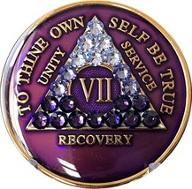 7 Year AA Medallion Purple Tri-Plate Transition Swarovski Crystal Chip VII - $19.79