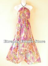 2D104 Violet Versatile Silk Multi Wear Scarf Long Maxi Halter Dress, Mat... - $24.90