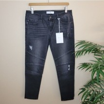 NWT KanCan | Distressed Black Moto Skinny Jeans Size 11/29 - £33.36 GBP