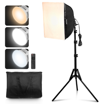 VEVOR Softbox Lighting Kit, 16" x 16", 45W Bulbs, 3000-6500K Color Tempe... - $31.90