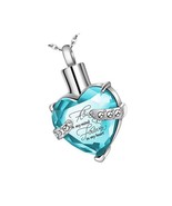 Birthstone Crystal Urn Necklace Heart Memorial Pendant - £41.43 GBP