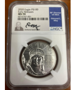 2020 P$100 Aquila Platino Gradata Da NGC Come MS-70 Prime Uscite Firma Moy - $44,306.14 MXN
