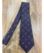 CHRISTIAN DIOR 100% Silk Necktie Geometric Burgundy/Blue/Rust - €21,23 EUR