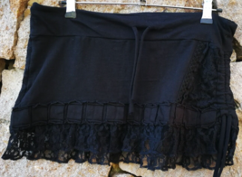 Black Pixie Micro Mini Skirt Lace Goa Psytrance Festival Fairy Bohemian ... - £28.50 GBP